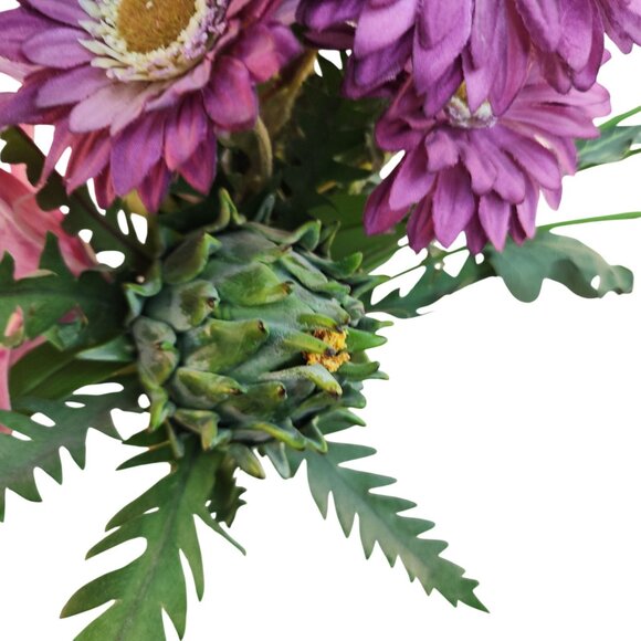 Artificial Wedding Bouquet Purple Lilies Yellow Roses Rustic Event Decor - Picture 7 of 10